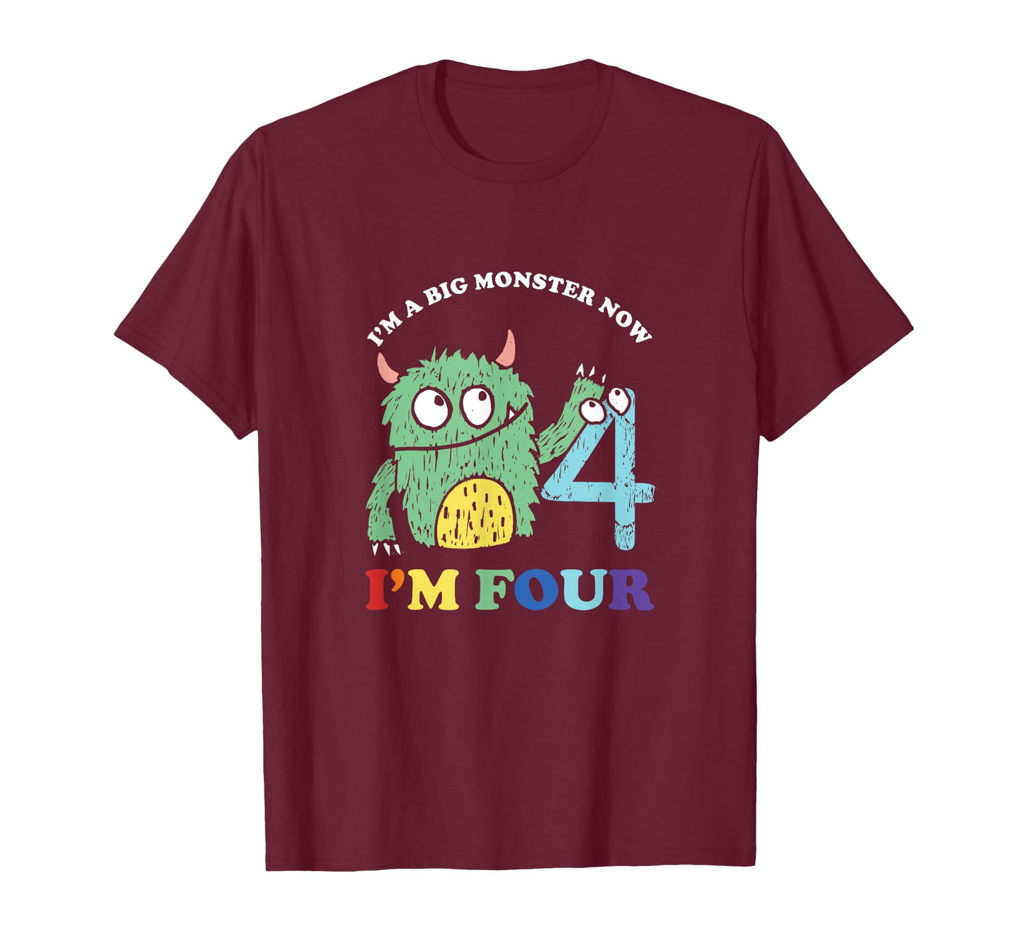 Happy 4th Bday Four 4 Years Old Kids Monster Birthday Party T-Shirt