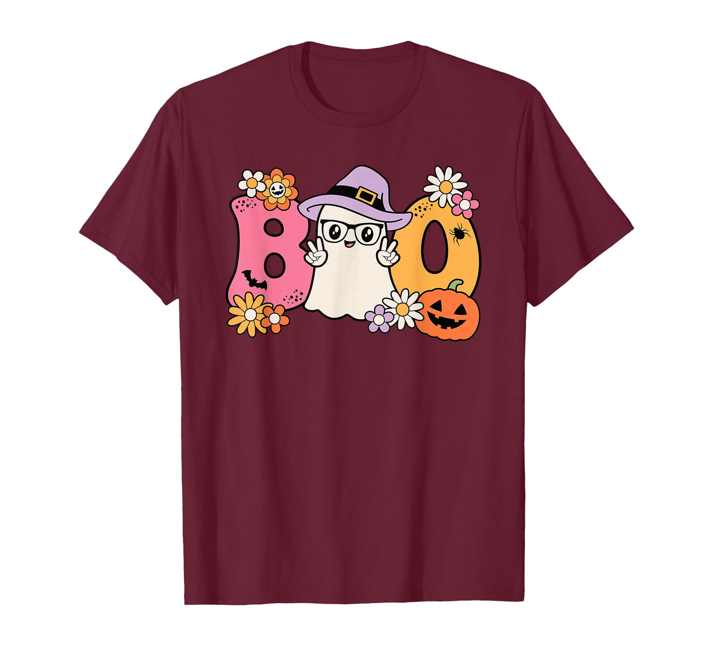 Groovy Boo Halloween Costume Ghost Pumpkin Women Girls Kids T-Shirt