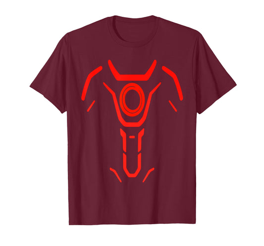 Cybercore Red Circuit Emblem Futuristic Tech Symbol T-Shirt