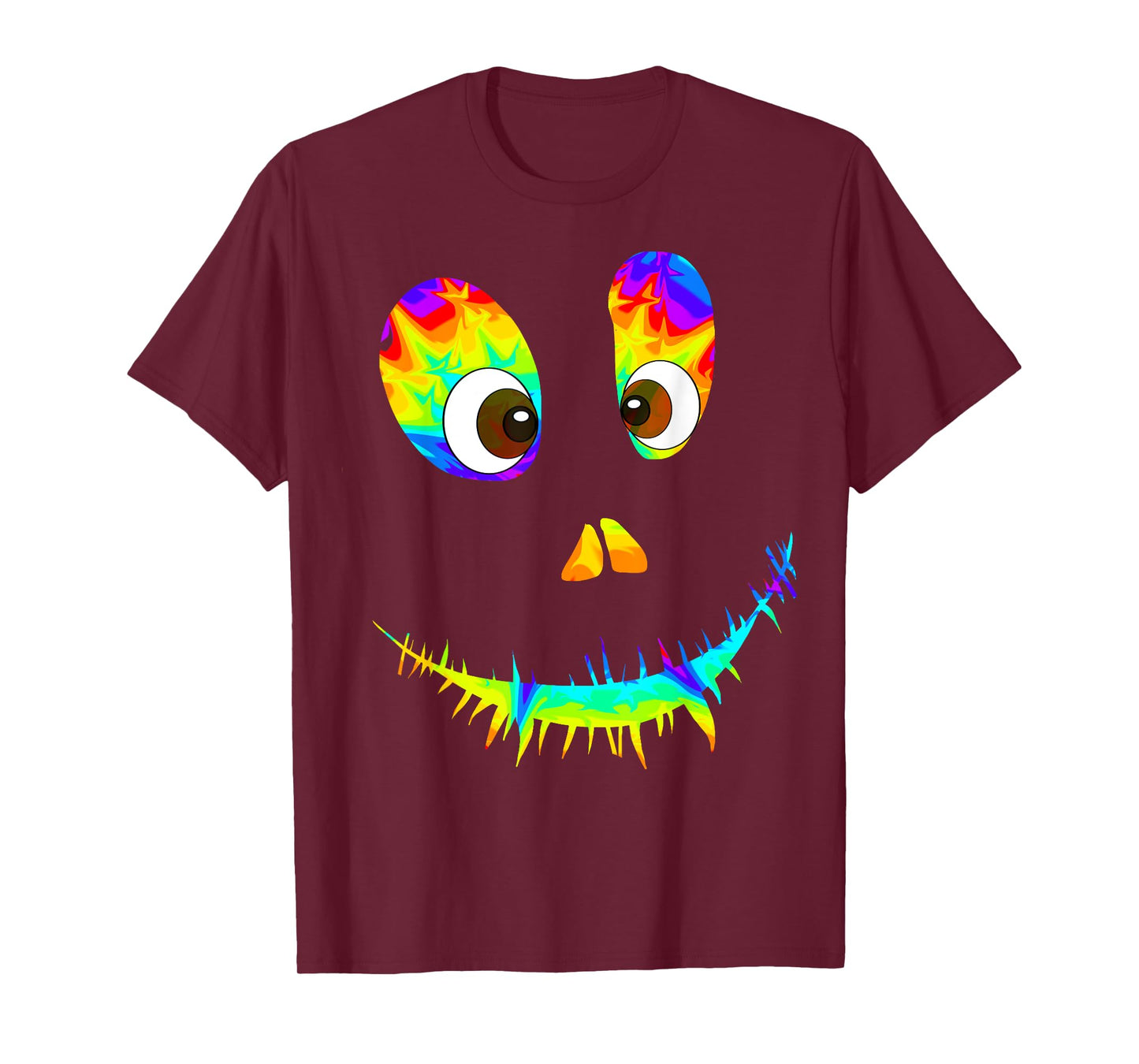 Funny Rainbow Monster Face Tie Dye Halloween Costume T-Shirt