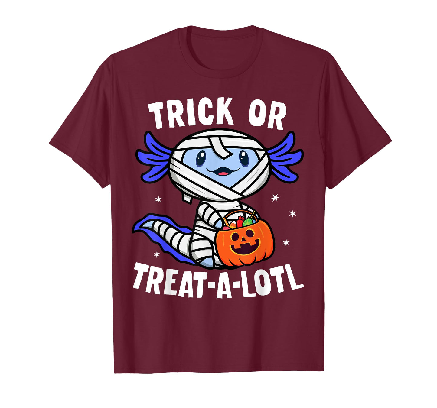 Trick or Treat A Lotl Axolotl Mummy Boys Girls Halloween T-Shirt
