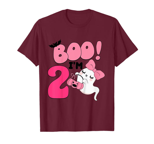 Kids Boo I'm Two Years Old 2nd Birthday Cute Ghost Halloween T-Shirt