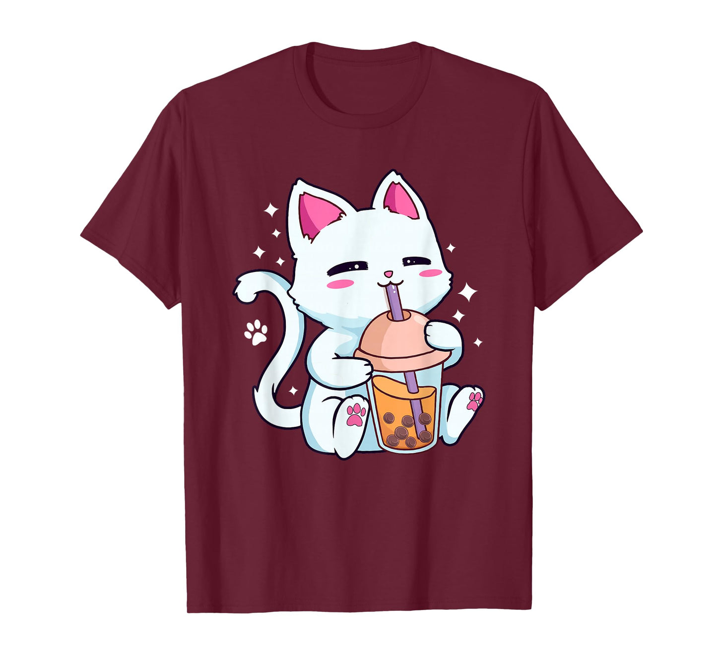 Cat Boba Bubble Tea Women Girls Kawaii Anime Neko T-Shirt