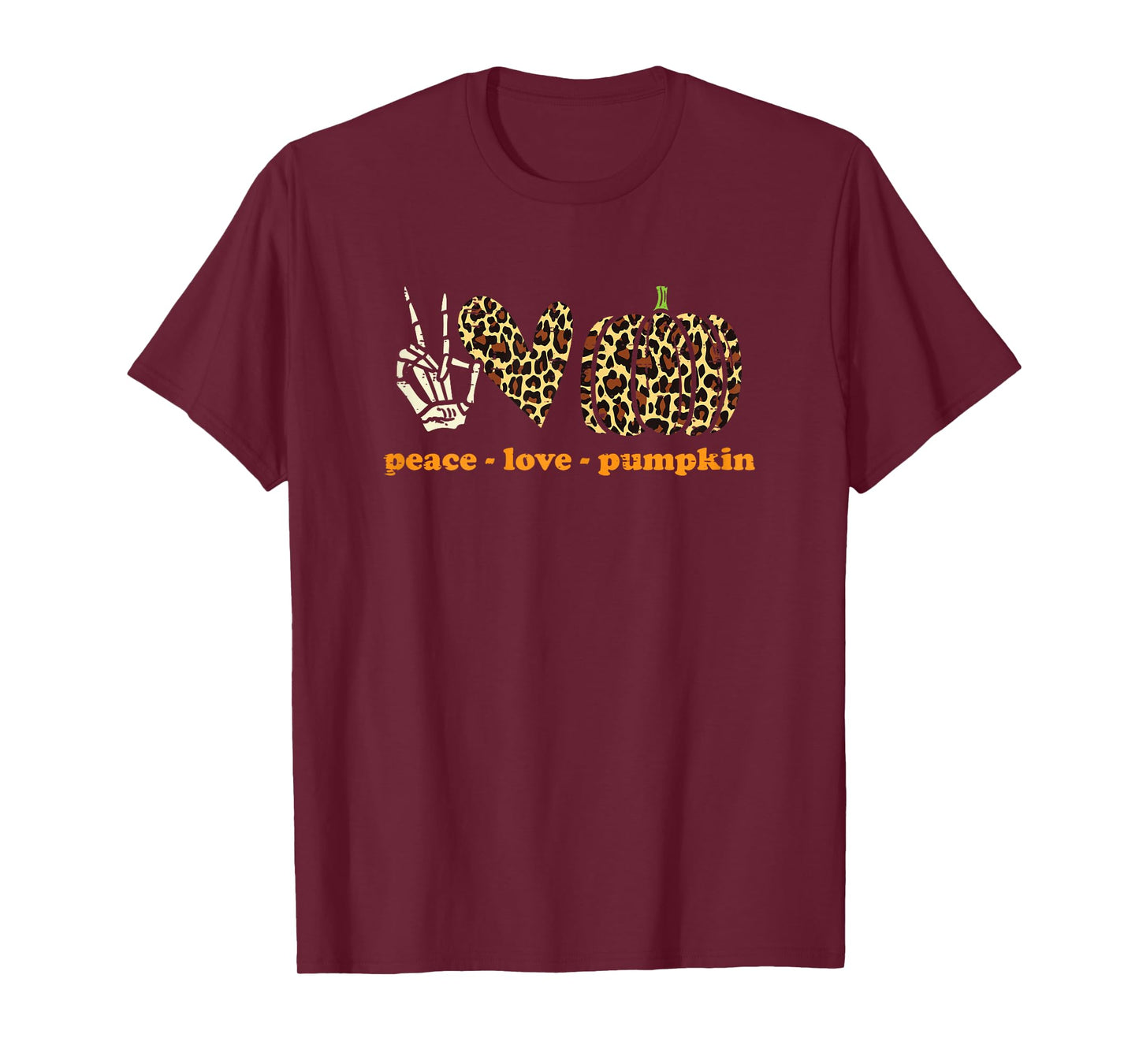 Peace Love Pumpkins Leopard Print Cheetah Halloween Women T-Shirt