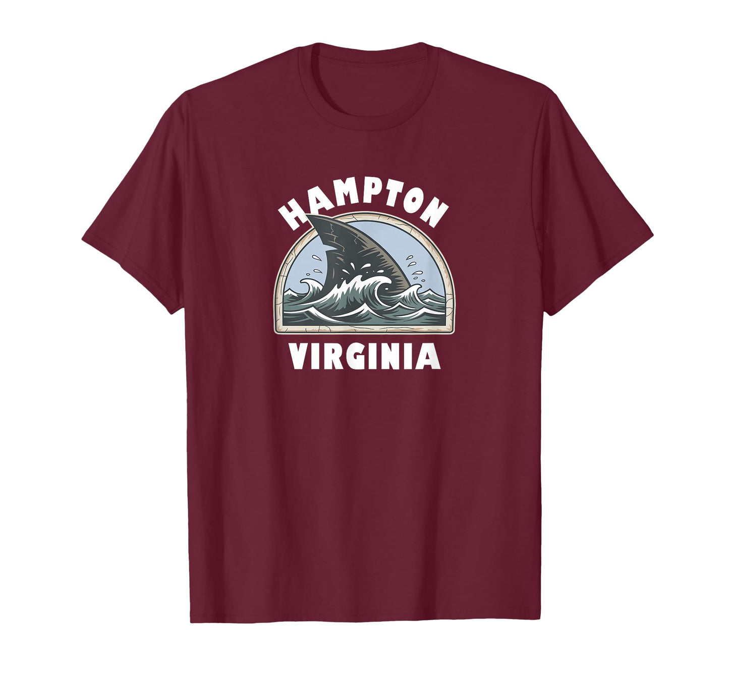 Hampton Virginia Shark Fin Beach Vacation Souvenir T-Shirt