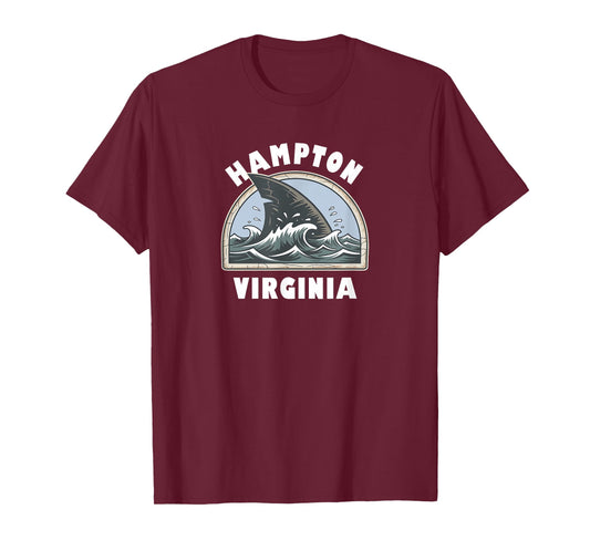 Hampton Virginia Shark Fin Beach Vacation Souvenir T-Shirt