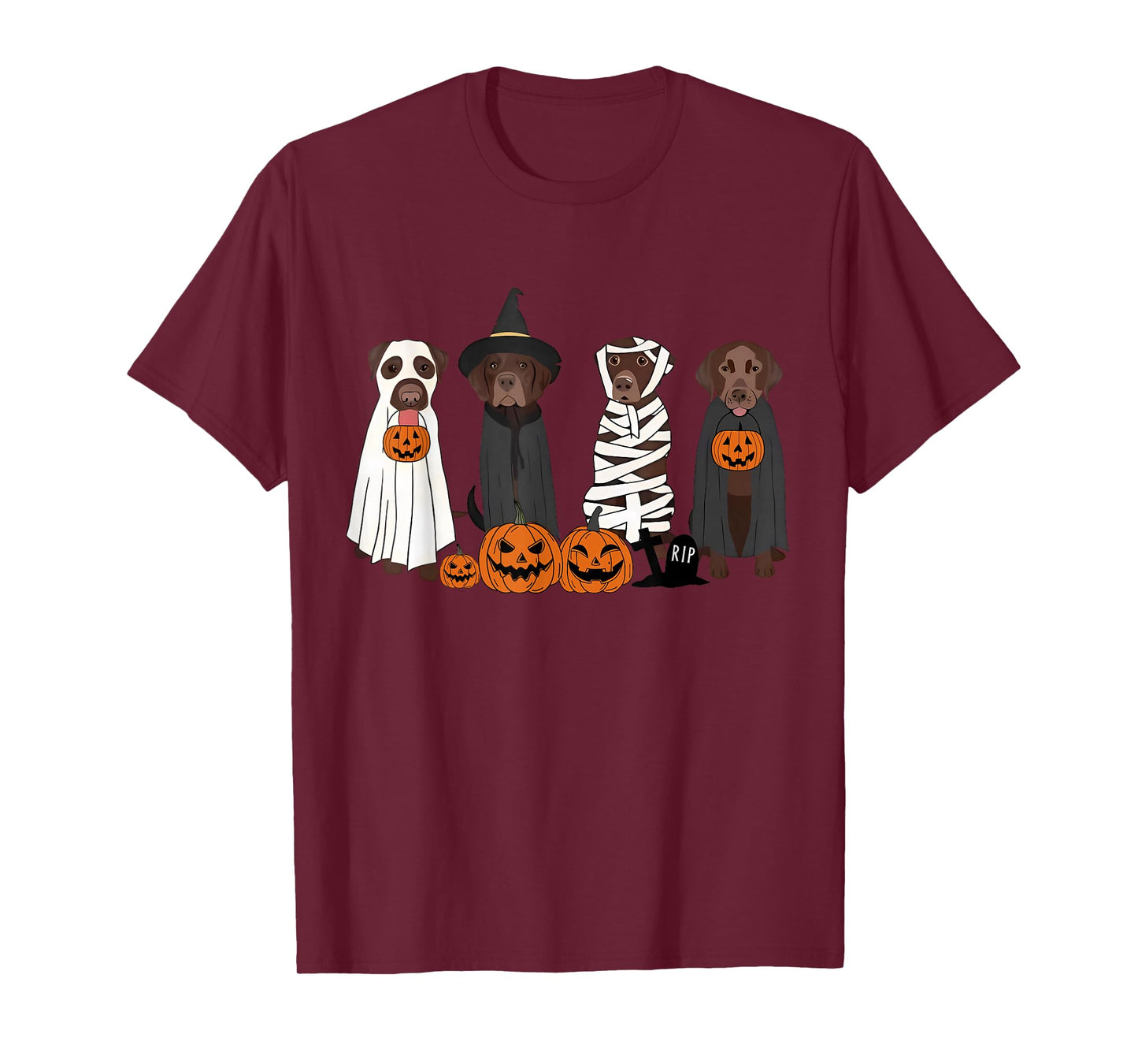 Black Labrador Dogs Witches Dressed As Ghosts in Boo Sheet T-Shirt