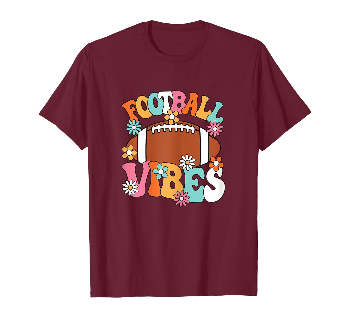 Football Vibes American Football Player Groovy Women Girls T-Shirt