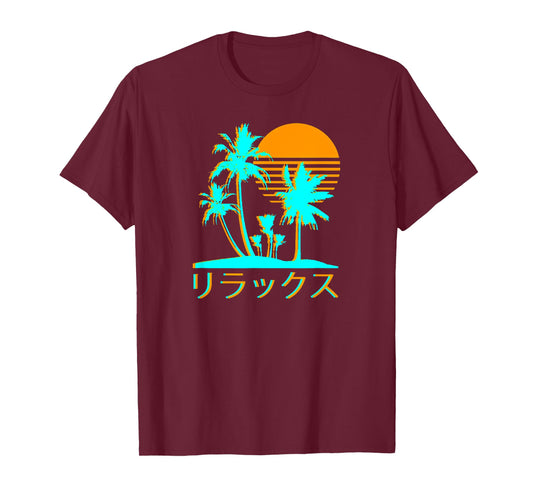 Japanese Relax Vaporwave Harajuku Graphic Design T-Shirt, Black, Small