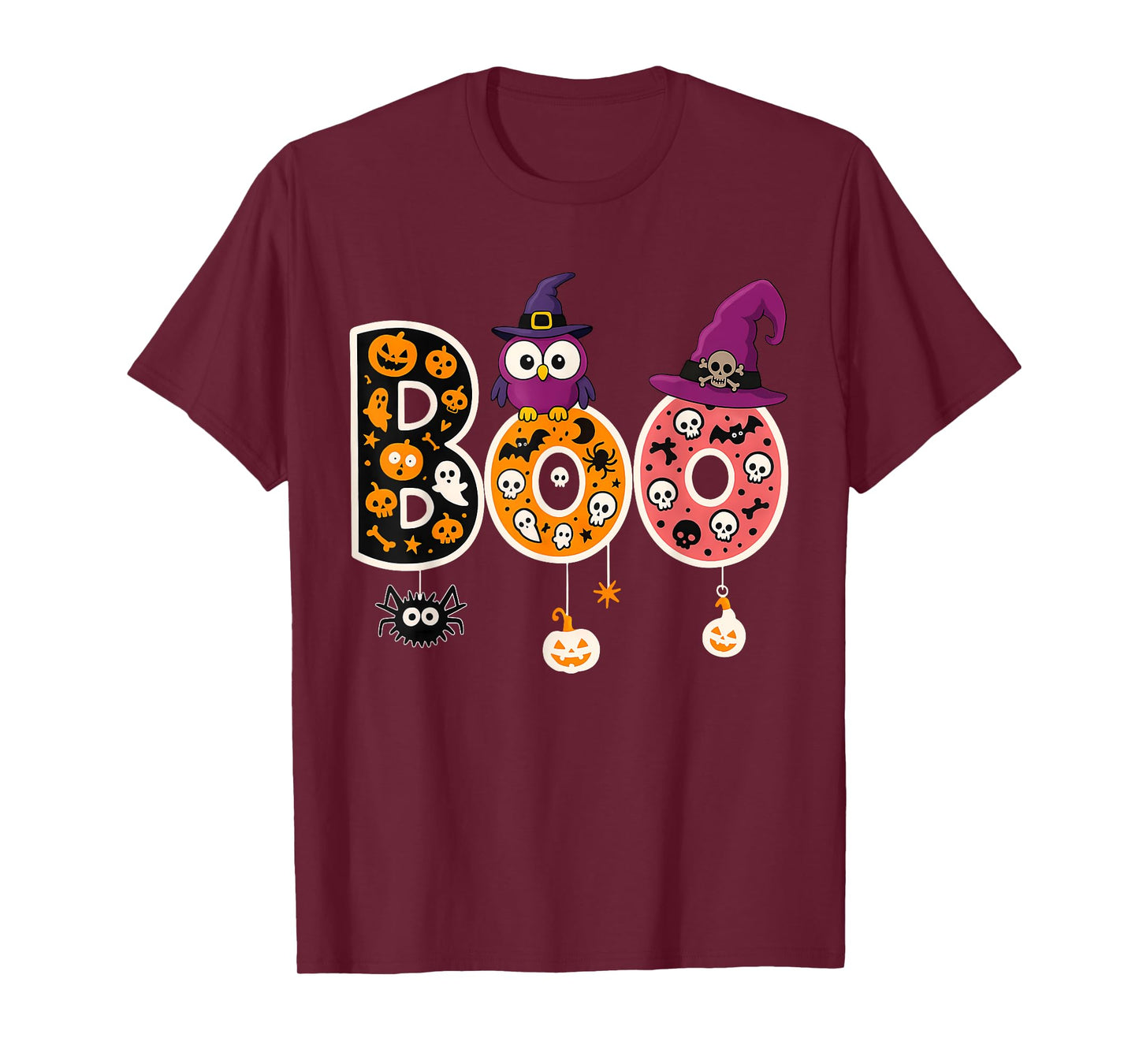 Boo Halloween Costume Spiders Ghosts Pumkin Witch Hat T-Shirt