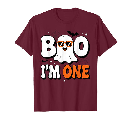 Boo I'm One Halloween Birthday Costume for One Year Old Kids T-Shirt