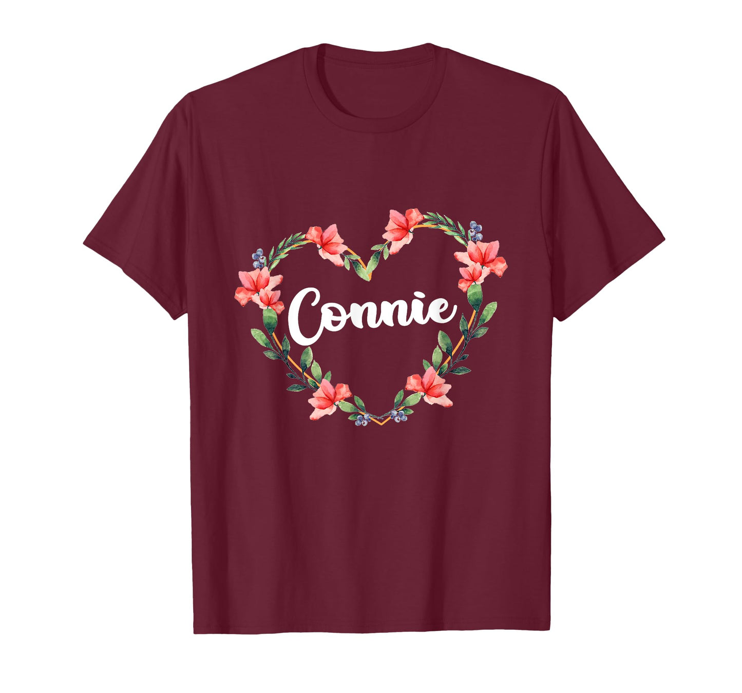 Connie Flower Heart Personalized Name Connie T-Shirt