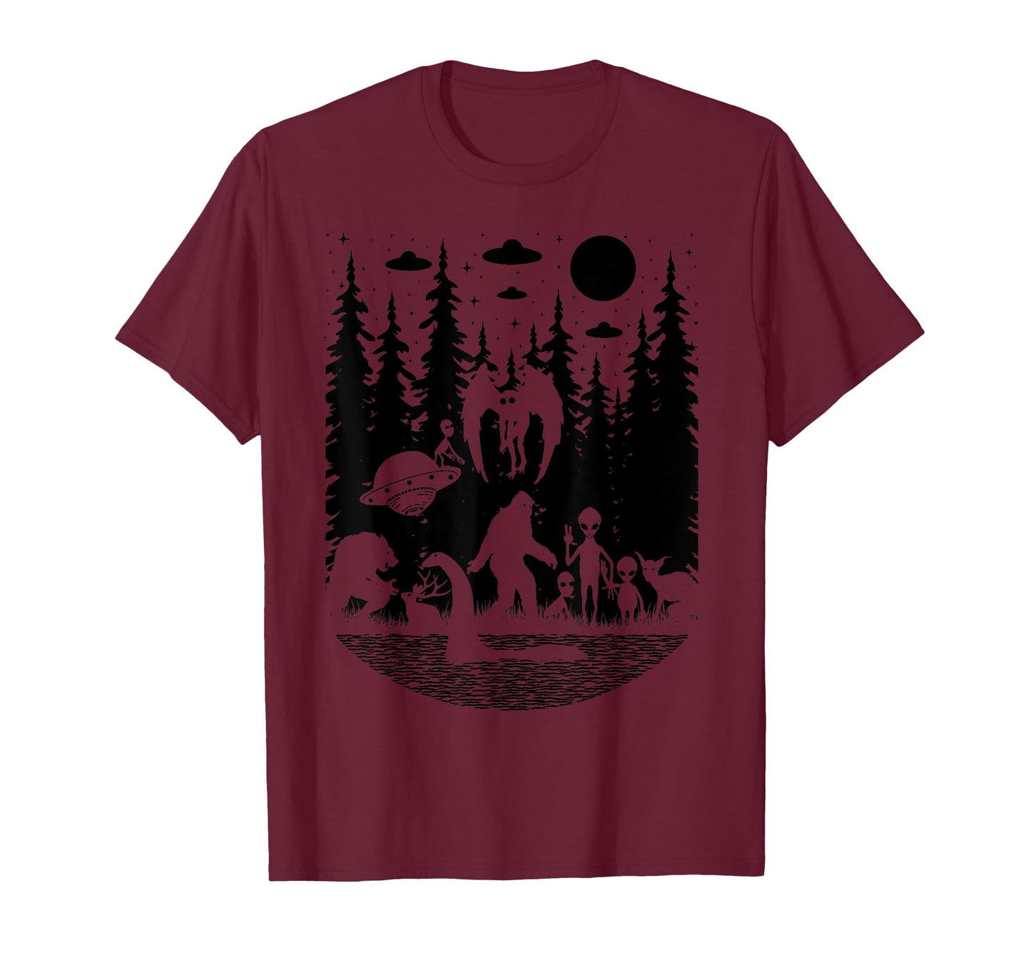 Bigfoot Loch Ness Monster Mothman And Aliens Funny Cryptid T-Shirt