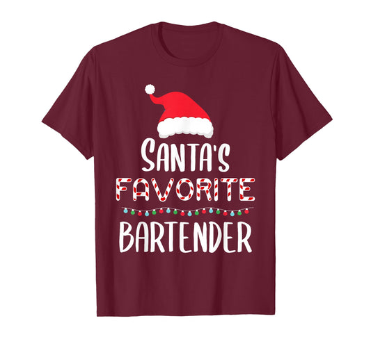 Santas Favorite Bartender Pajamas - Xmas Bartender Costume T-Shirt