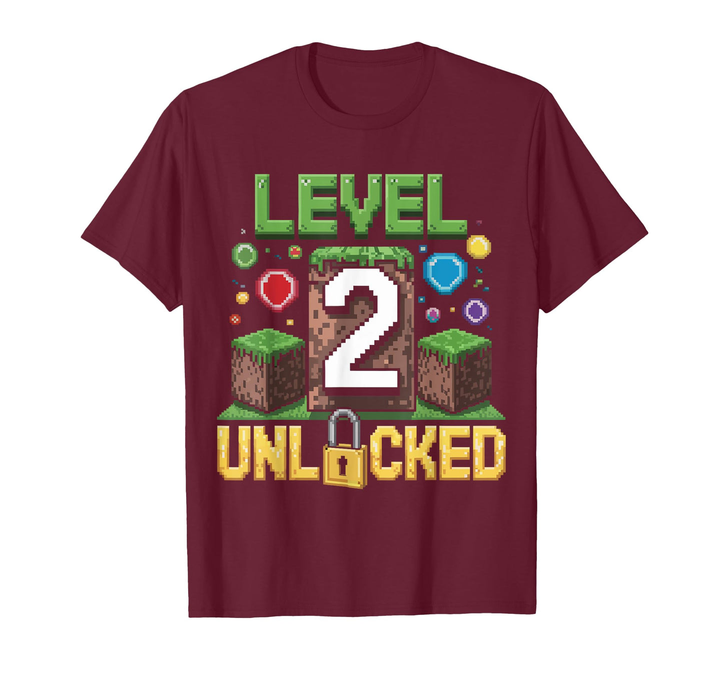 Birthday Boy Shirt Level 2 Unlocked 2nd Birthday Game Pixel T-Shirt