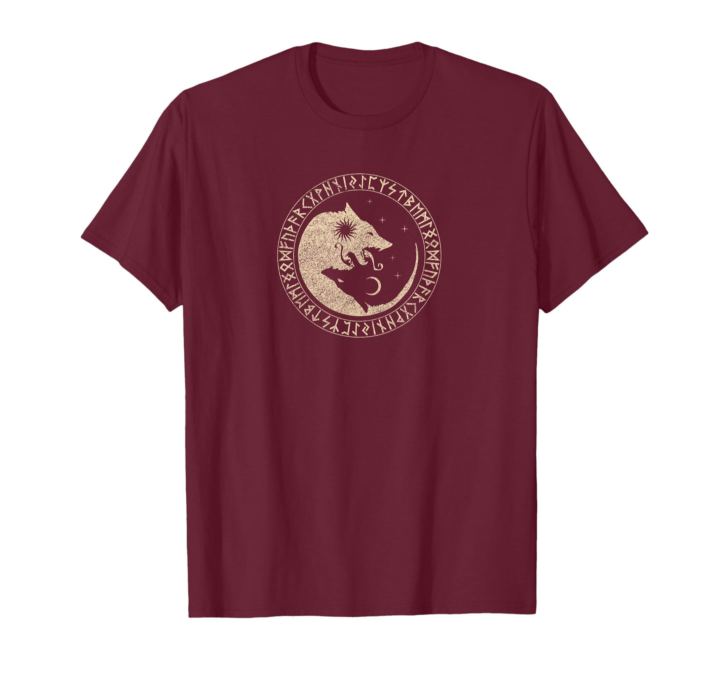 Geri & Freki Odin Wolves Viking Odin Wotan Germanic Moon Sun T-Shirt