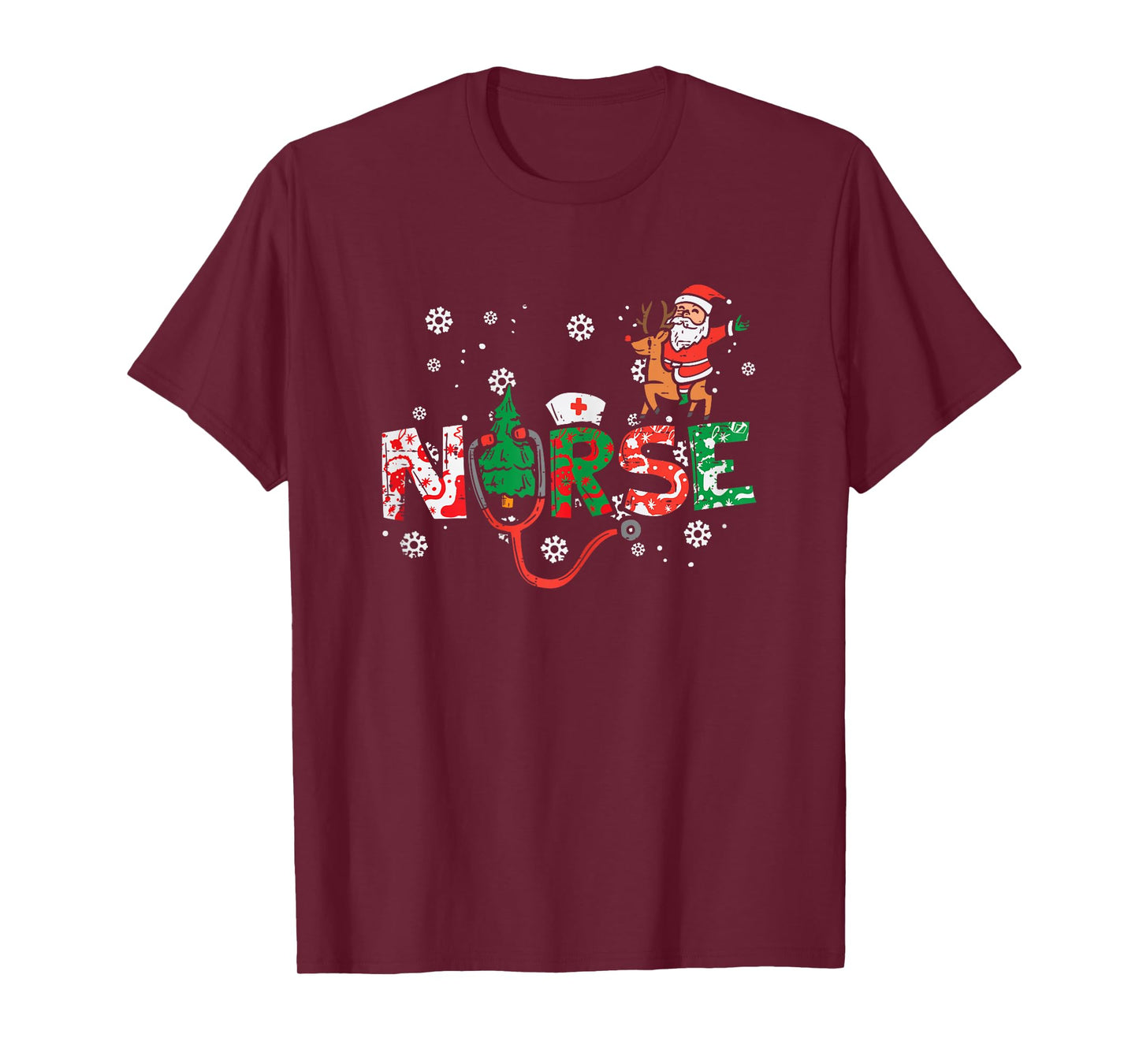 Nurse Christmas Santa Cute Xmas Winter Scrub Top Women T-Shirt