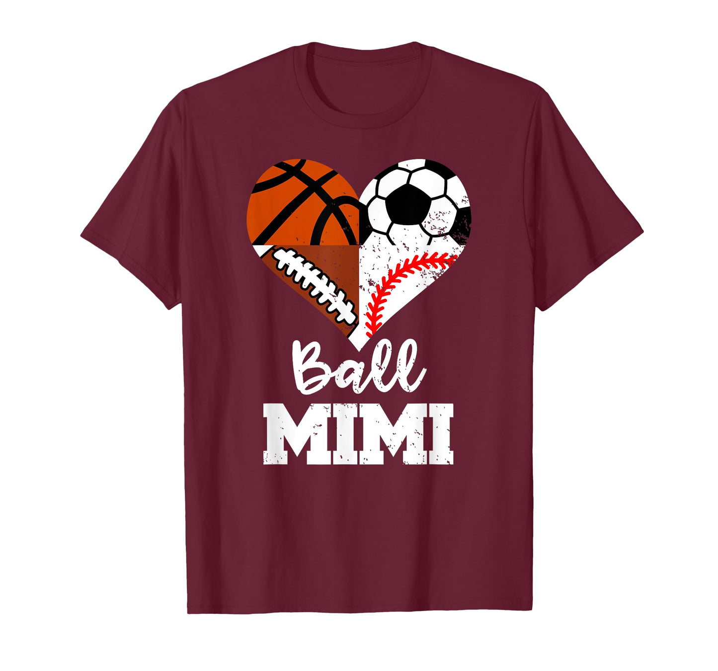 Ball Mimi Soccer Football Baseball Basketball Mimi Heart T-Shirt