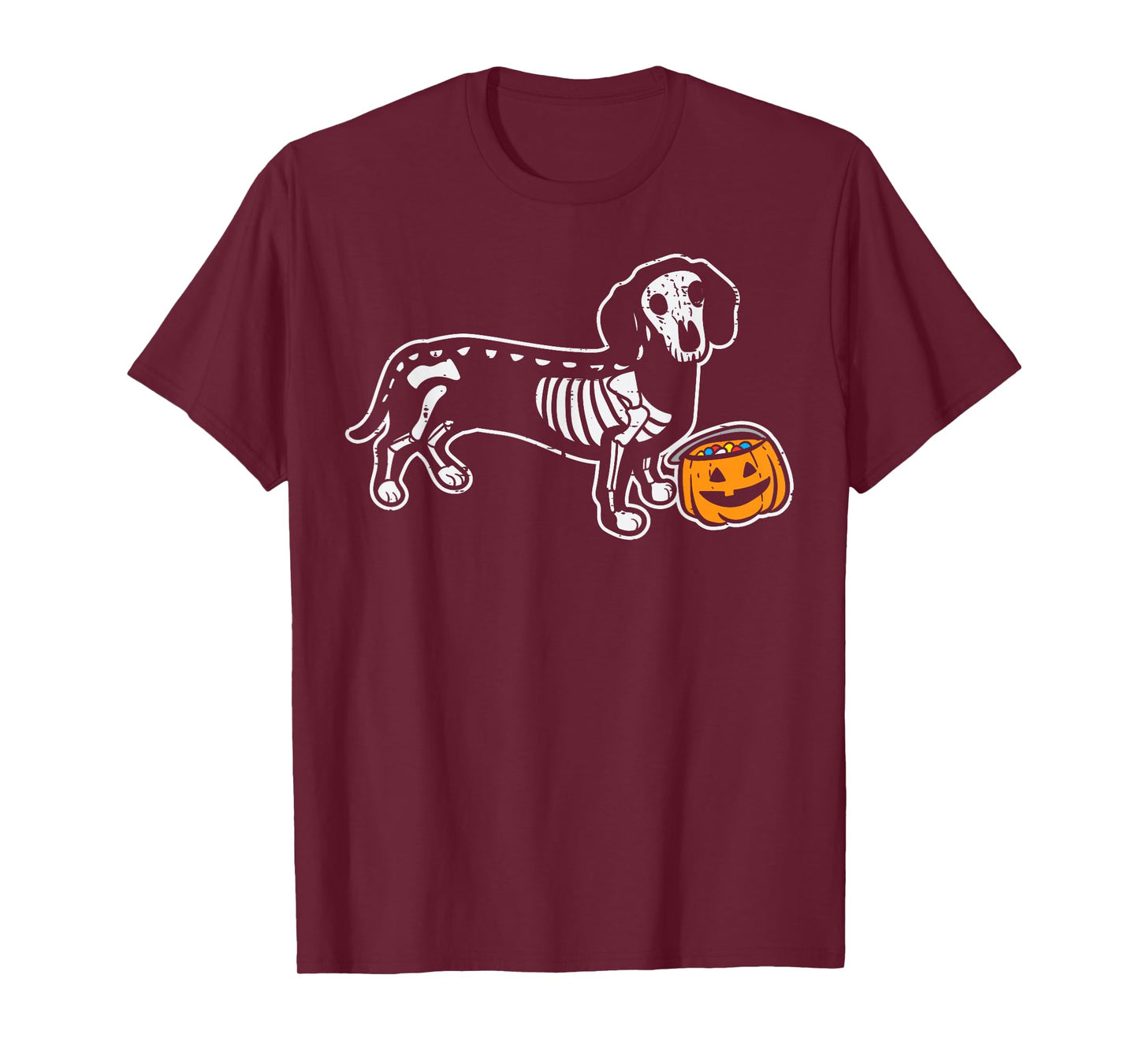 Dachshund Skeleton Jack O Lantern Funny Halloween Wiener Dog T-Shirt