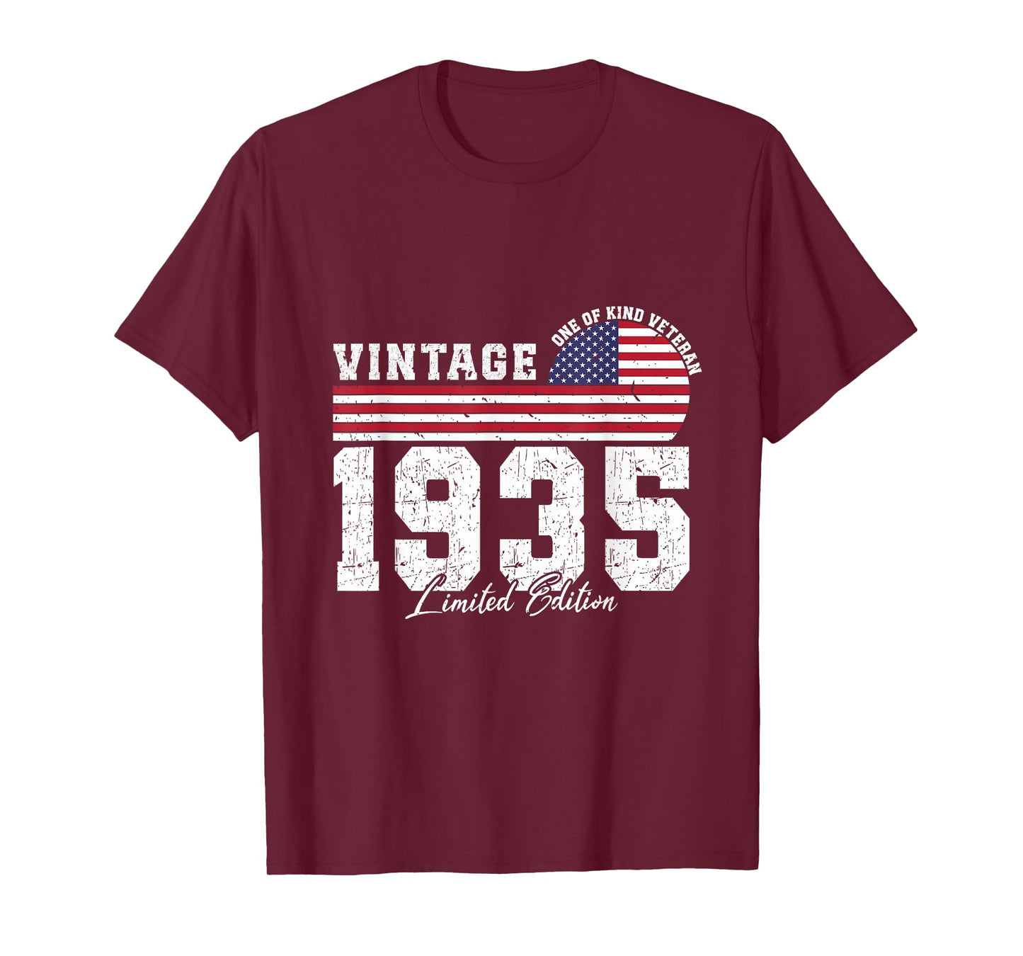 Vintage 1935 Birthday American Flag Patriotic Veterans Day T-Shirt