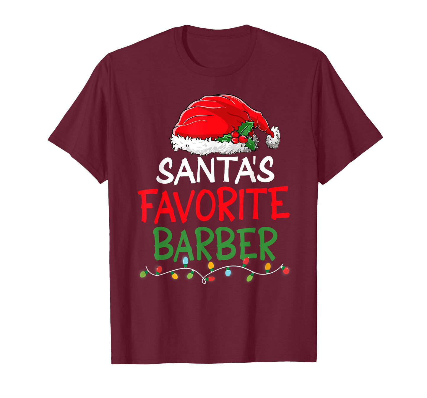 Santa's Favorite Barber Christmas Santa Claus tree lights T-Shirt