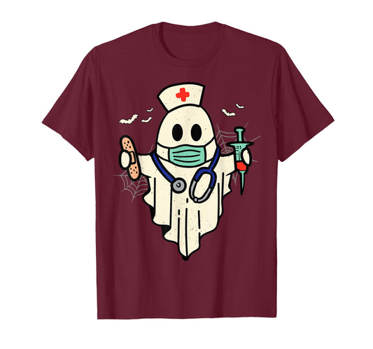 Halloween Nurse Nursing Funny Health Worker RN Ghost Nurse T-Shirt