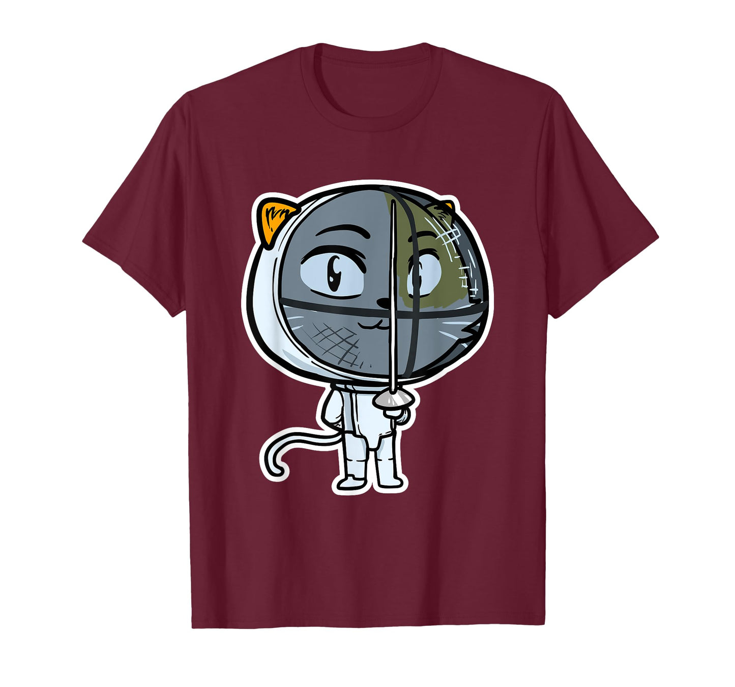 Cute Kawaii Cat Fencing Fencer Cat Lovers T-Shirt for Men Women Girls Kids