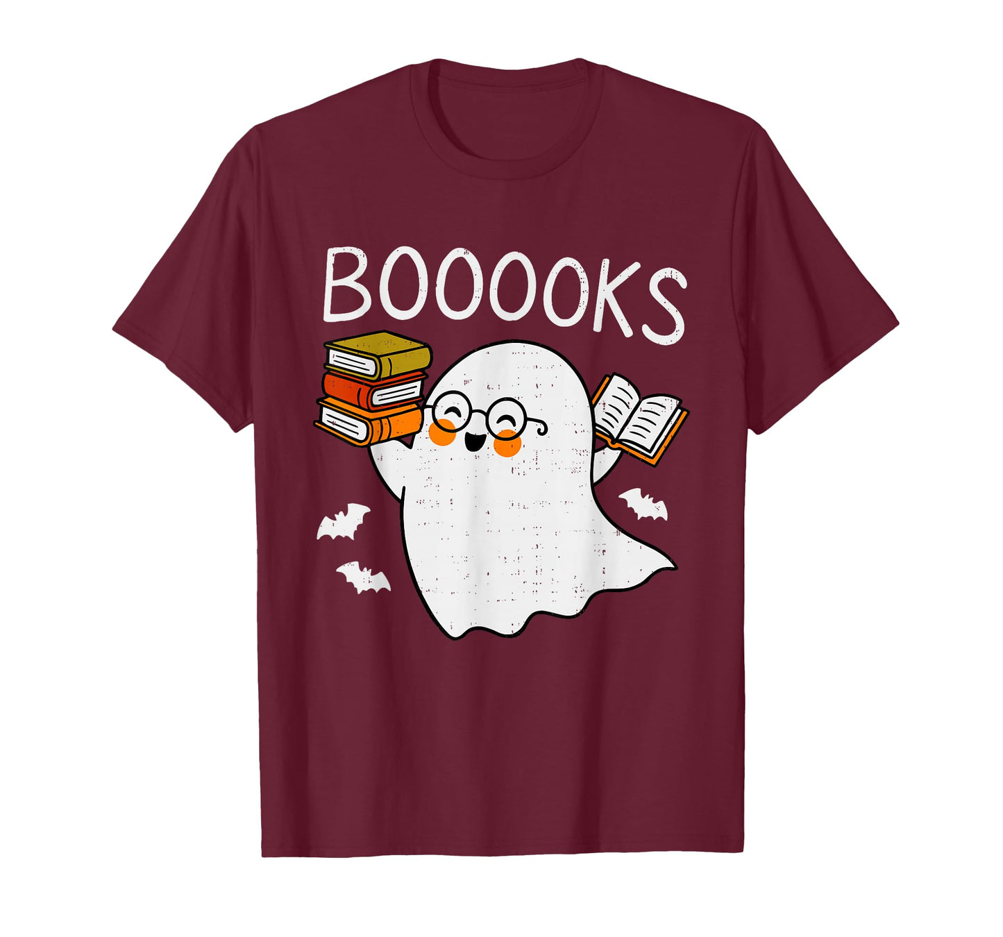 Booooks Ghost Reading Halloween Library Librarian Teacher T-Shirt