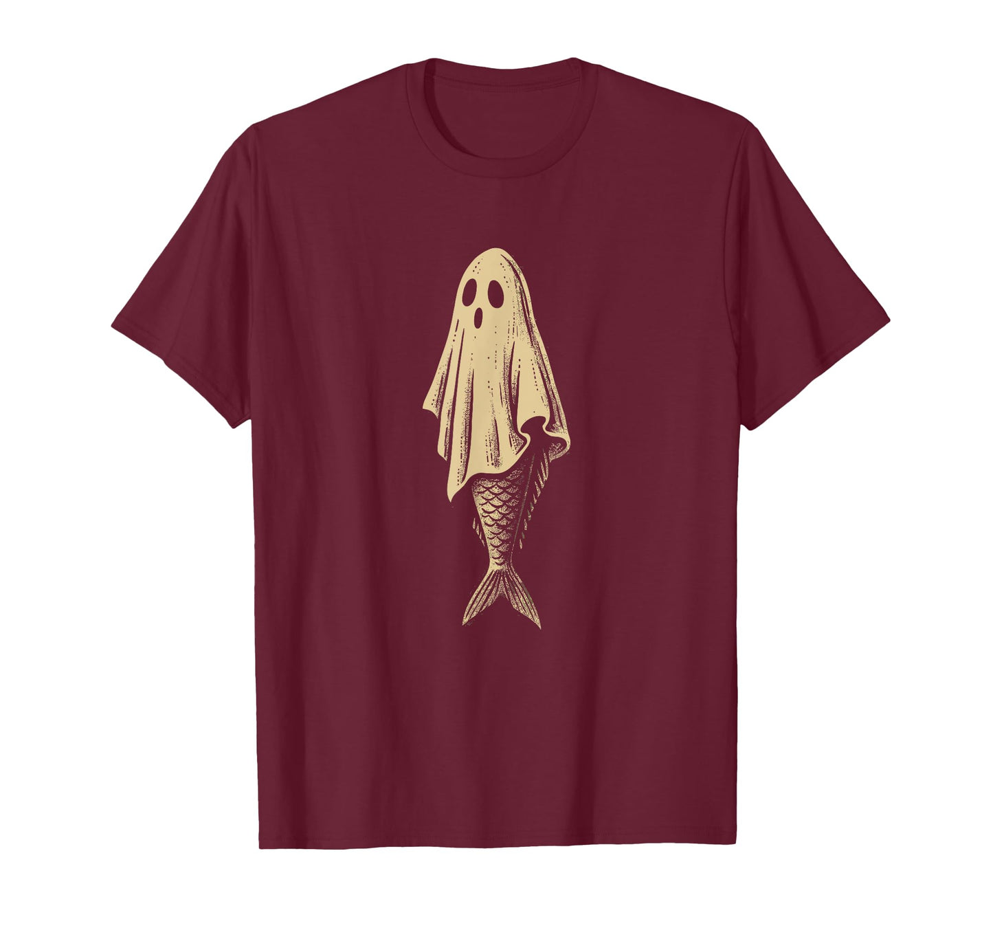 Ghost Fish Scary Fish Haunted Skeleton Cool Retro Fishing T-Shirt