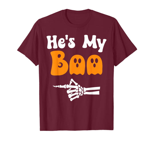 He's My Boo Funny Matching Halloween Couples He's My Boo T-Shirt