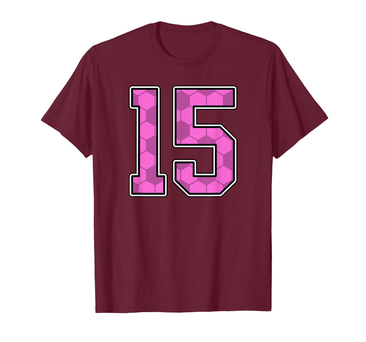 Pink Soccer Pattern Number 15 Jersey Player Uniform #15 T-Shirt