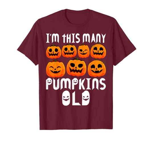 I'm This Many Pumpkins Old Ghost 7th Birthday Halloween T-Shirt
