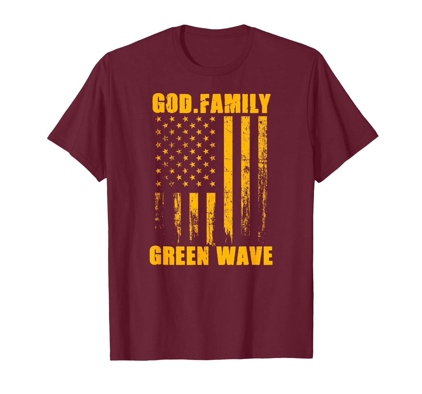 Gallatin Green Wave God. Family. Vintage USA Flag T-Shirt