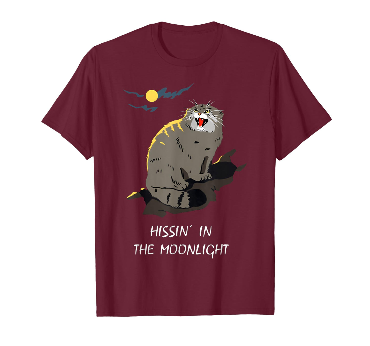 Hissin in the moonlight pallas cat FUNNY Cat Silly Cat T-Shirt
