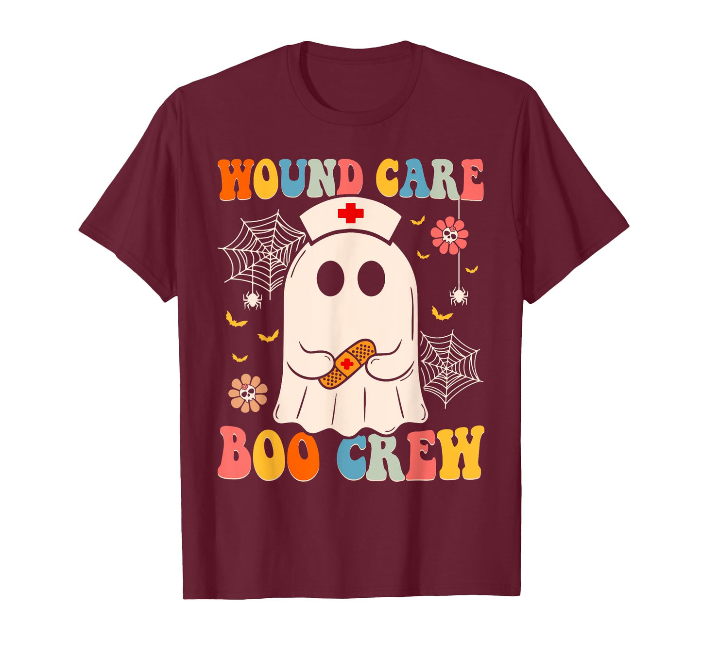Groovy Wound Care Boo Crew Nurse Funny Ghost Halloween Nurse T-Shirt
