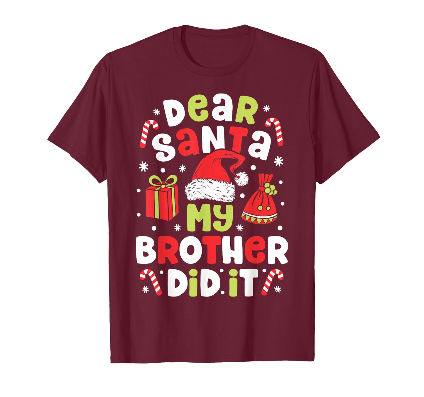 Dear Santa My Brother Did It Funny Christmas Girls Kids Boys T-Shirt