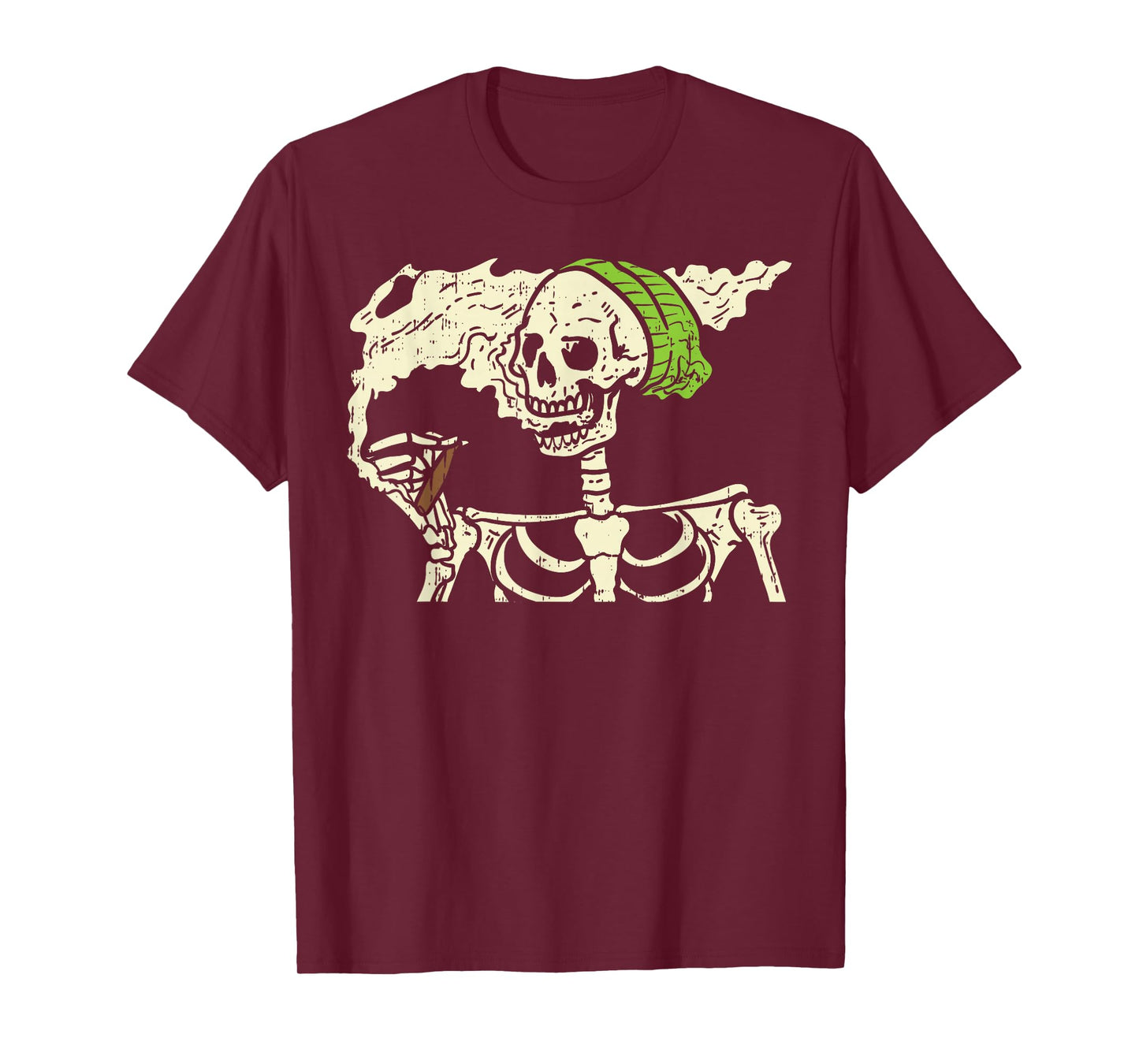 Smoking Skeleton Joint Funny Weed Pot 420 Cannabis Halloween T-Shirt