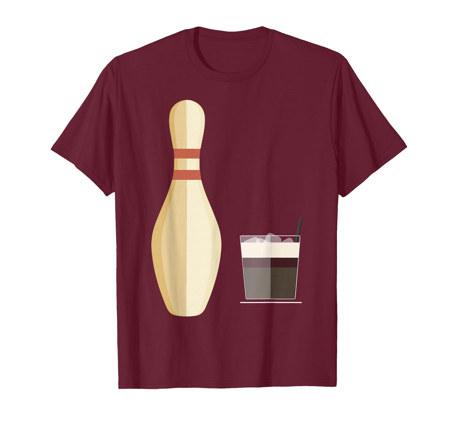 The Big Lebowski Bowling Pin Glass of Whiskey Graphic Tee T-Shirt