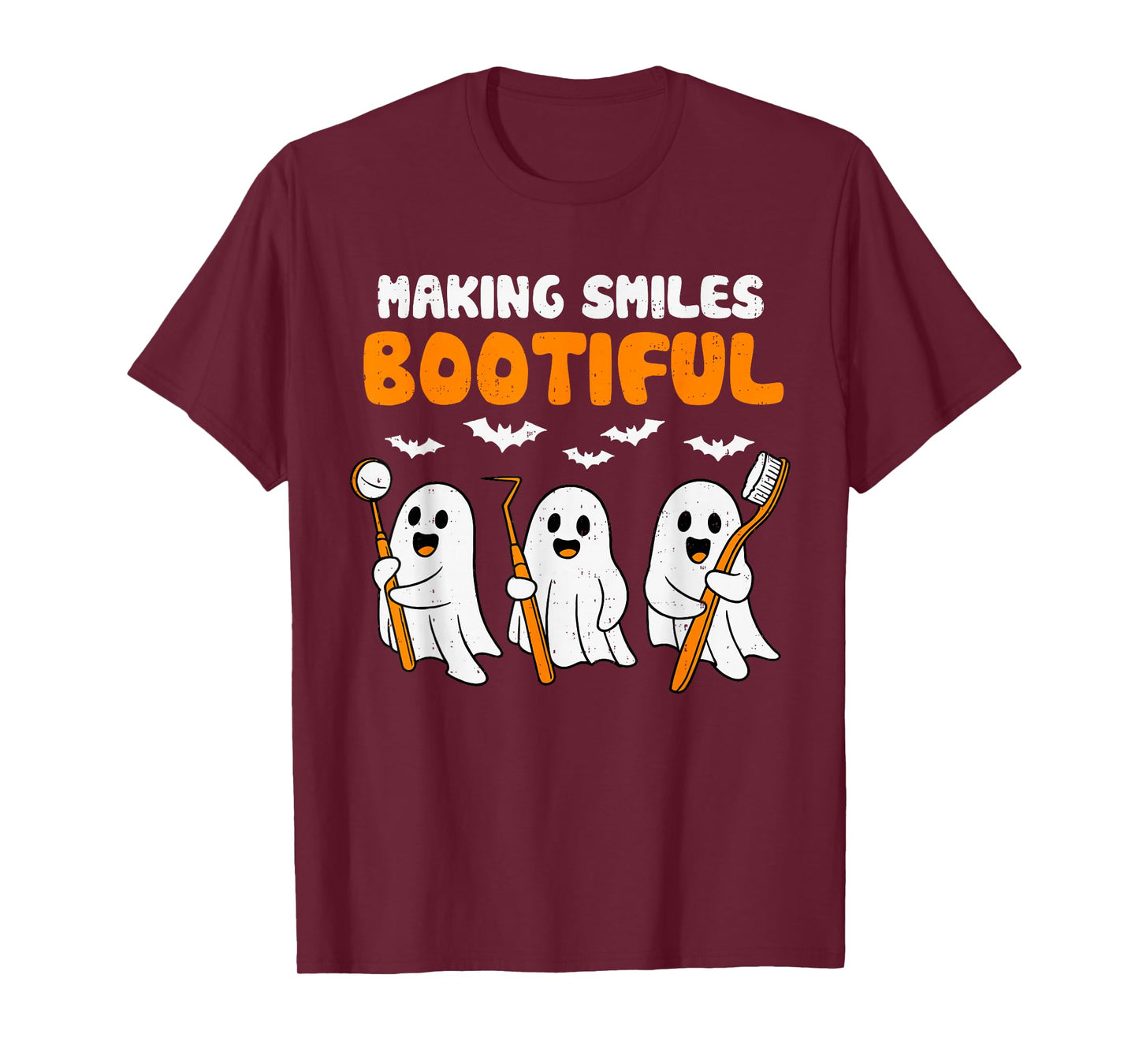 Dentist Smiles Bootiful Ghost Halloween Costume Dental Funny T-Shirt