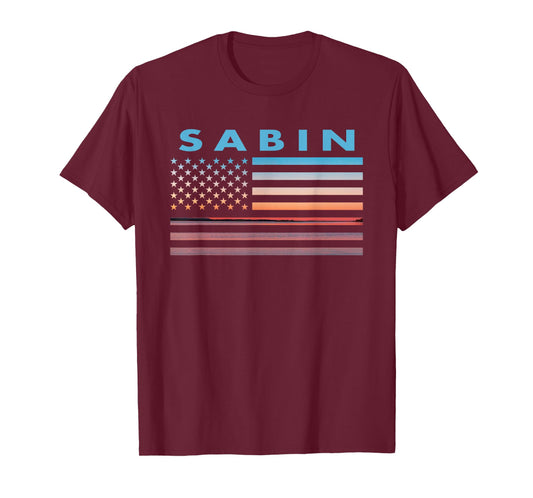 Vintage Sunset American Flag Sabin, Wisconsin T-Shirt for Women Men