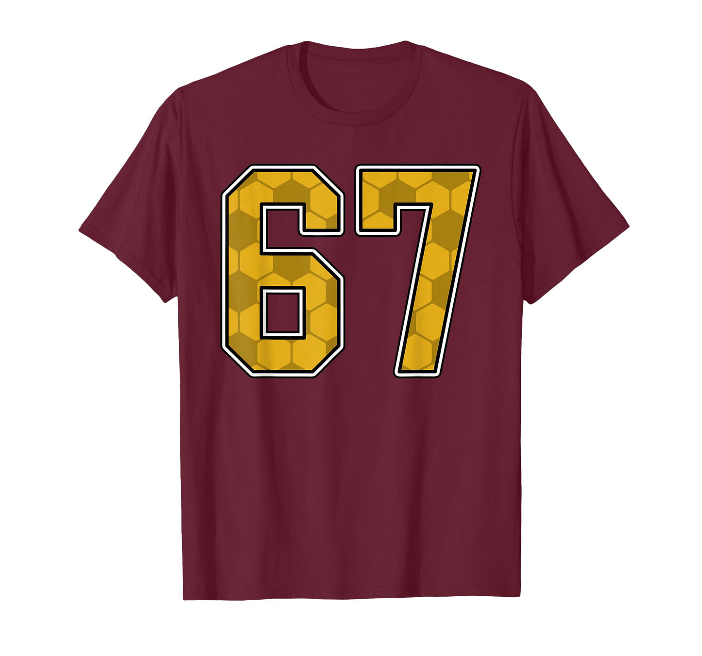 Gold Soccer Pattern Number 67 Jersey Player Uniform #67 T-Shirt