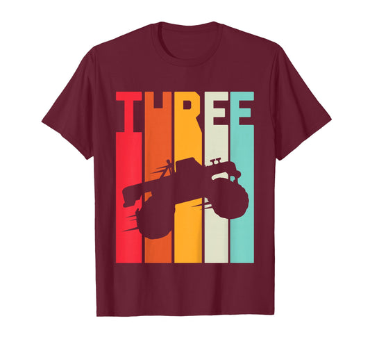 3rd Birthday Retro Monster Truck 3 Years Boys Girl Kids T-Shirt