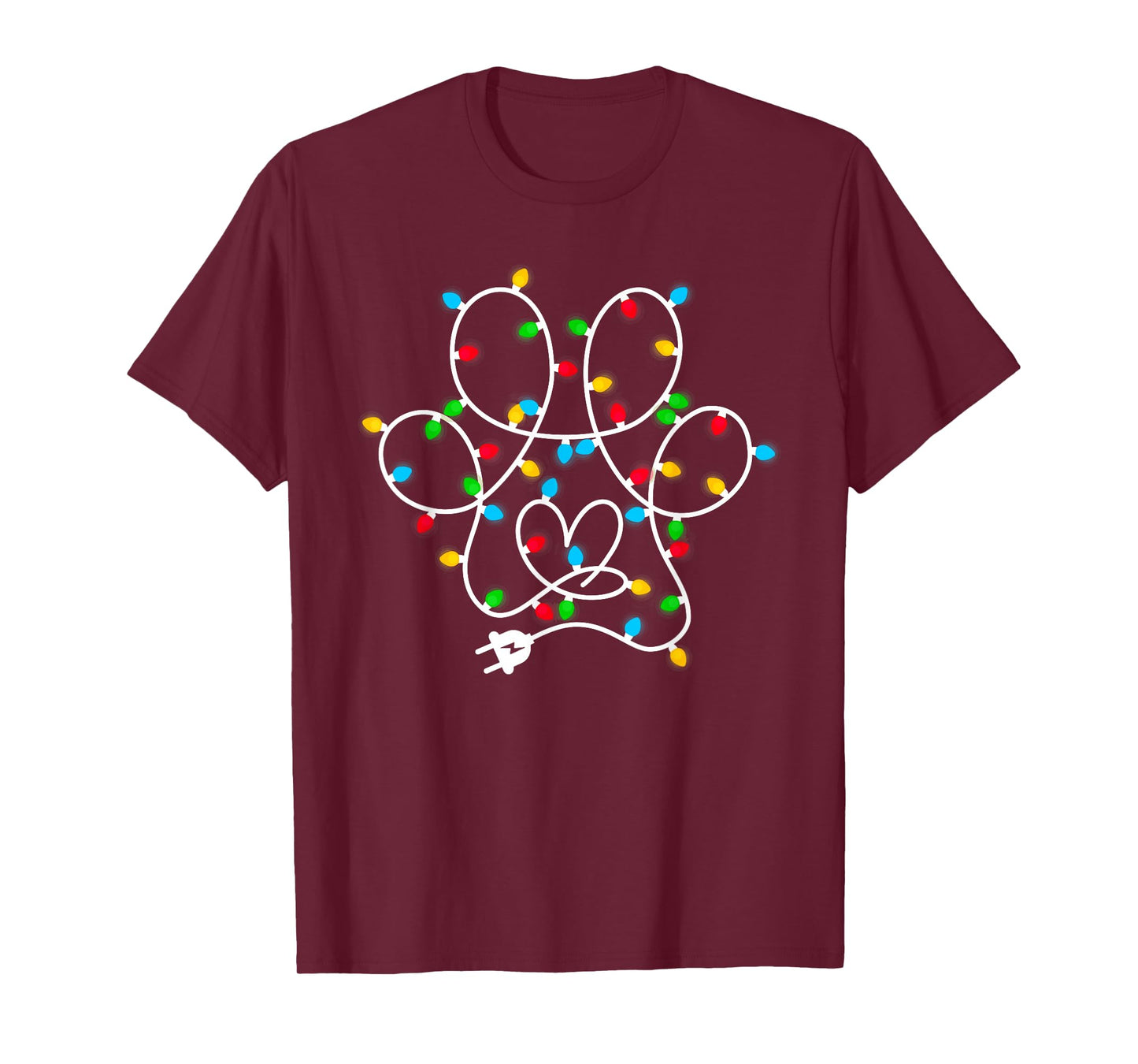Dog Paw Print Christmas Tree Lights Merry Christmas Pajamas T-Shirt