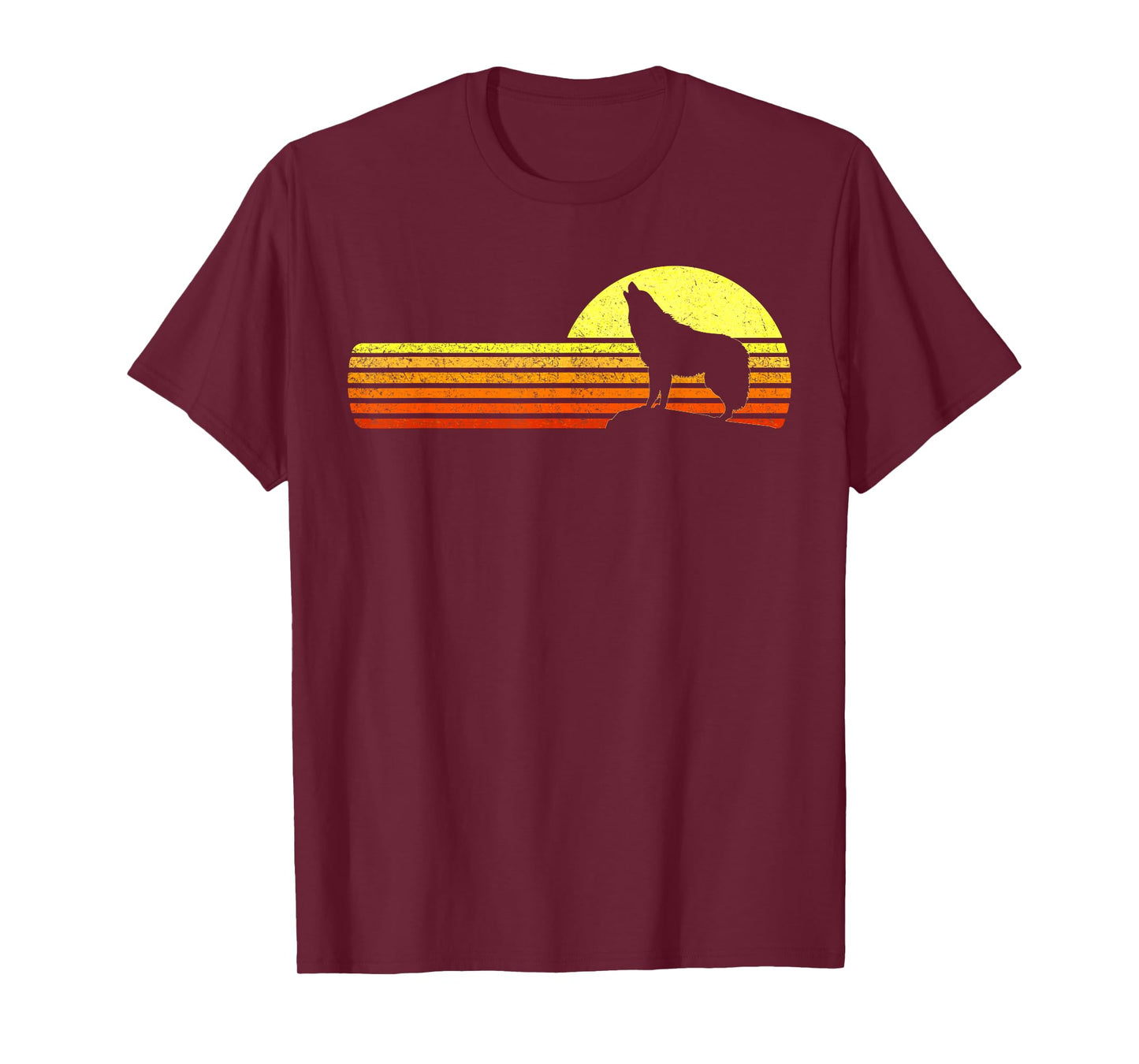 Alpha Wolf Retro Vintage Sun I Love Wolves Men's Women's T-Shirt