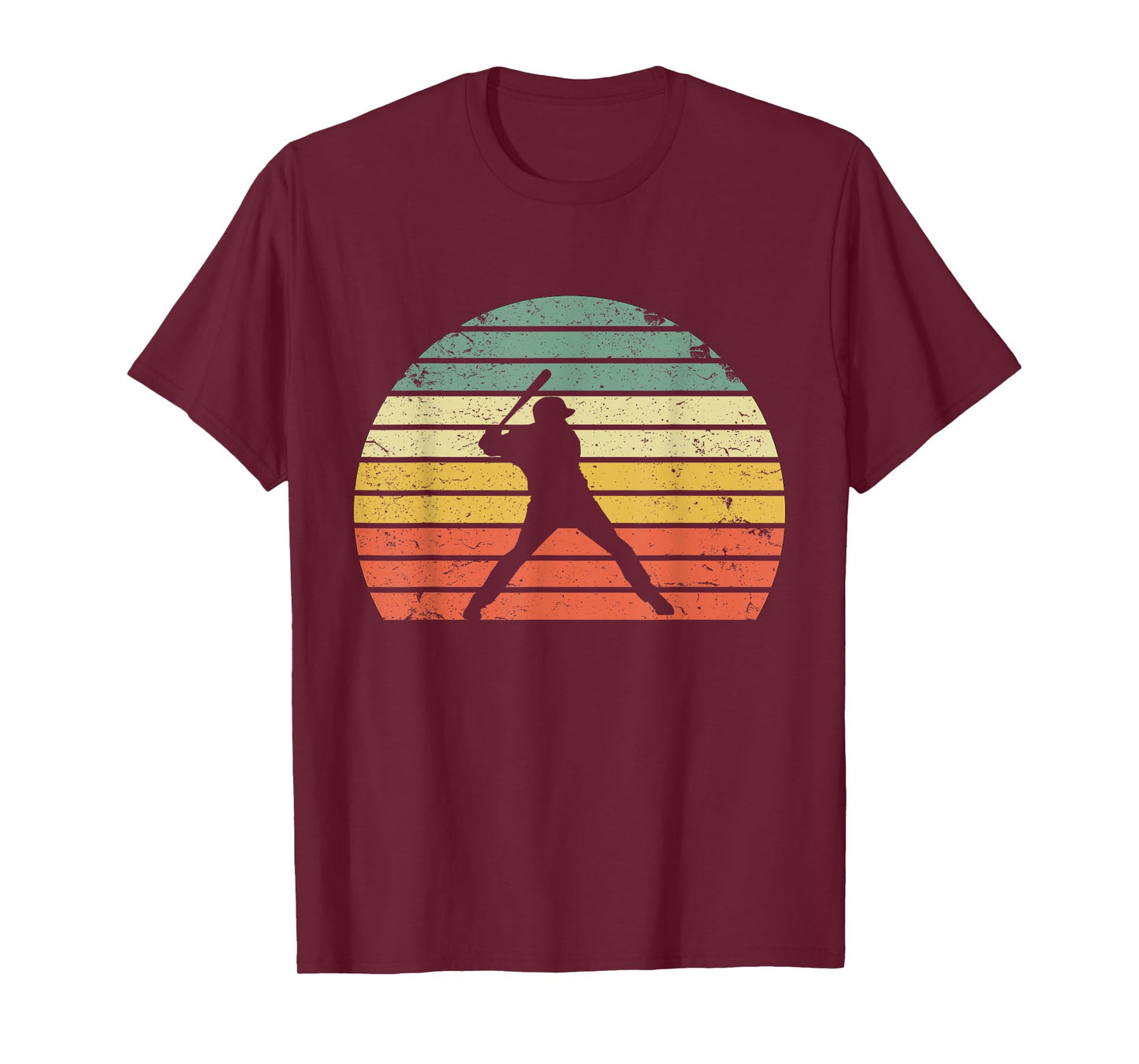 Vintage Baseball Shirt Batter Swinging Retro Sunset T-Shirt T-Shirt