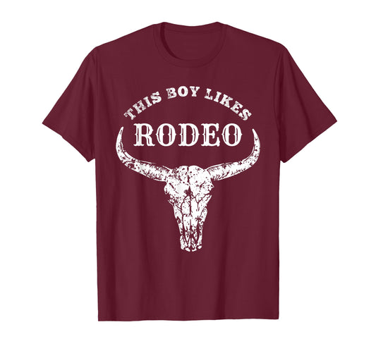 Southern Texas Cowboy Clothing Rodeo Accessories Western Country This Boy Likes Rodeo Howdy Vintage Cowboy T-Shirt