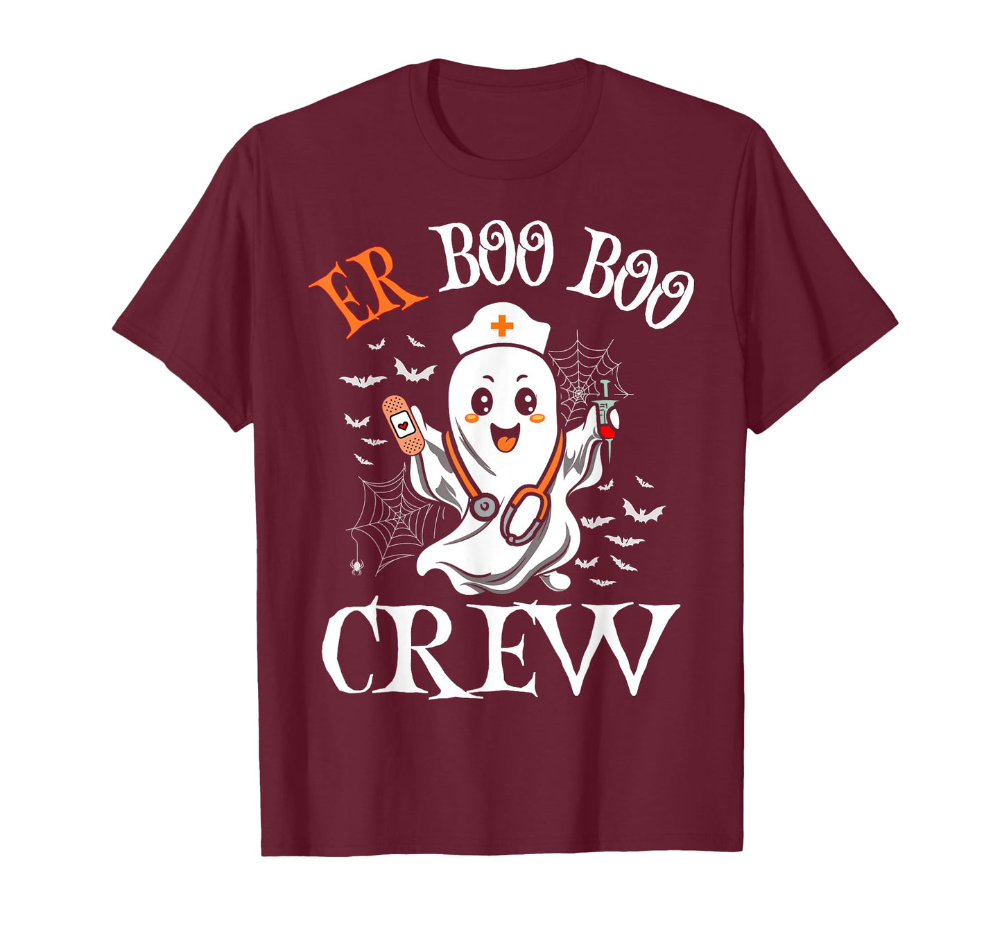 ER Nurse Boo Crew Vintage Halloween Emergency Room Nurse T-Shirt