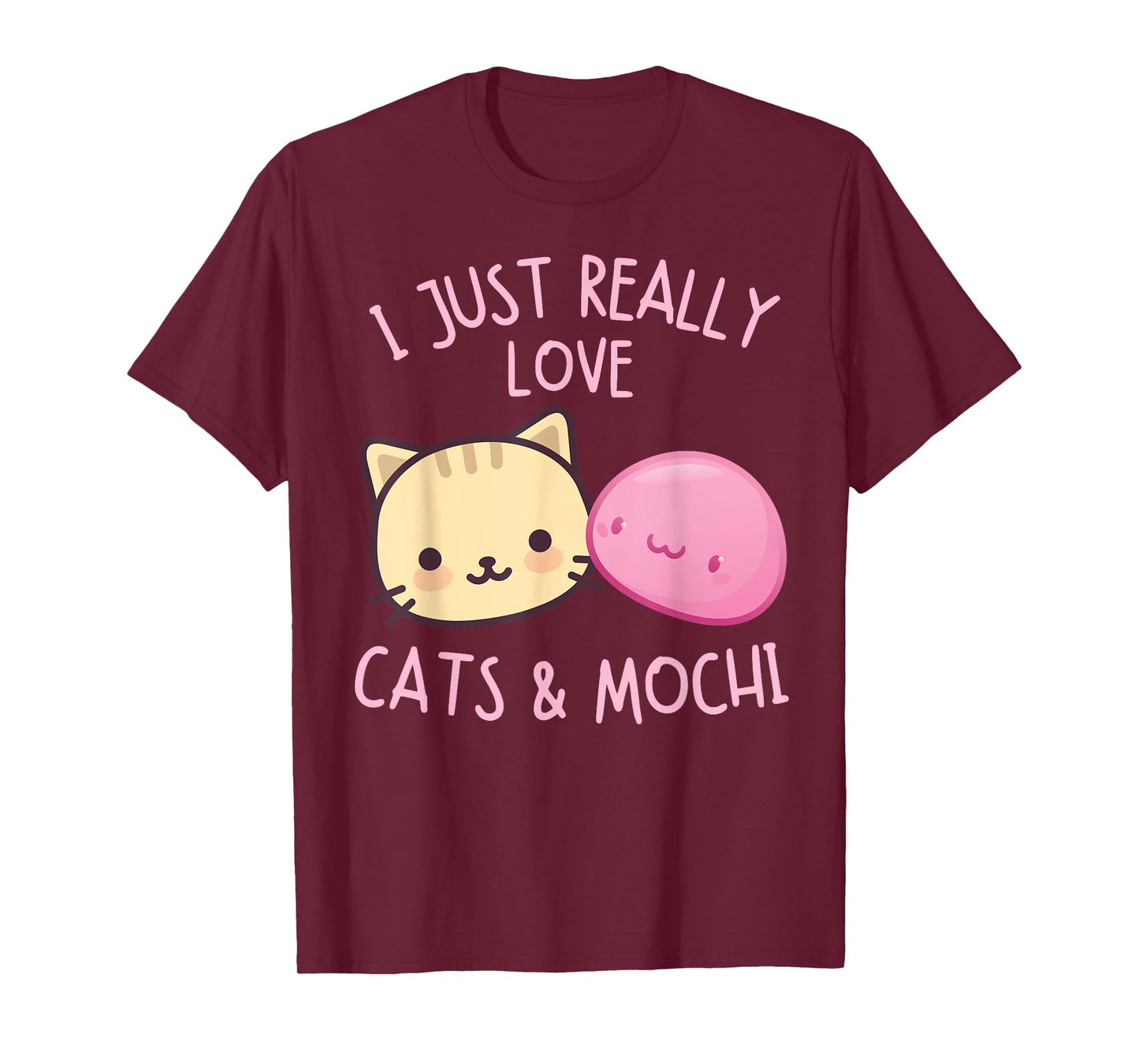 Cute Kawaii Girl Loves Pink Mochi Cat Asian Food Anime Women T-Shirt