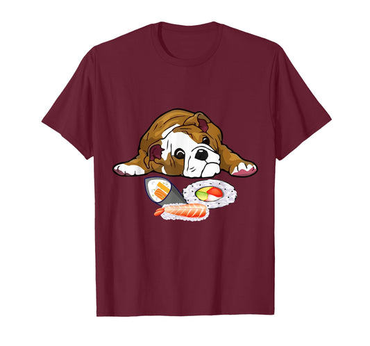 Funny Kawaii Sushi English Bulldog T-Shirt