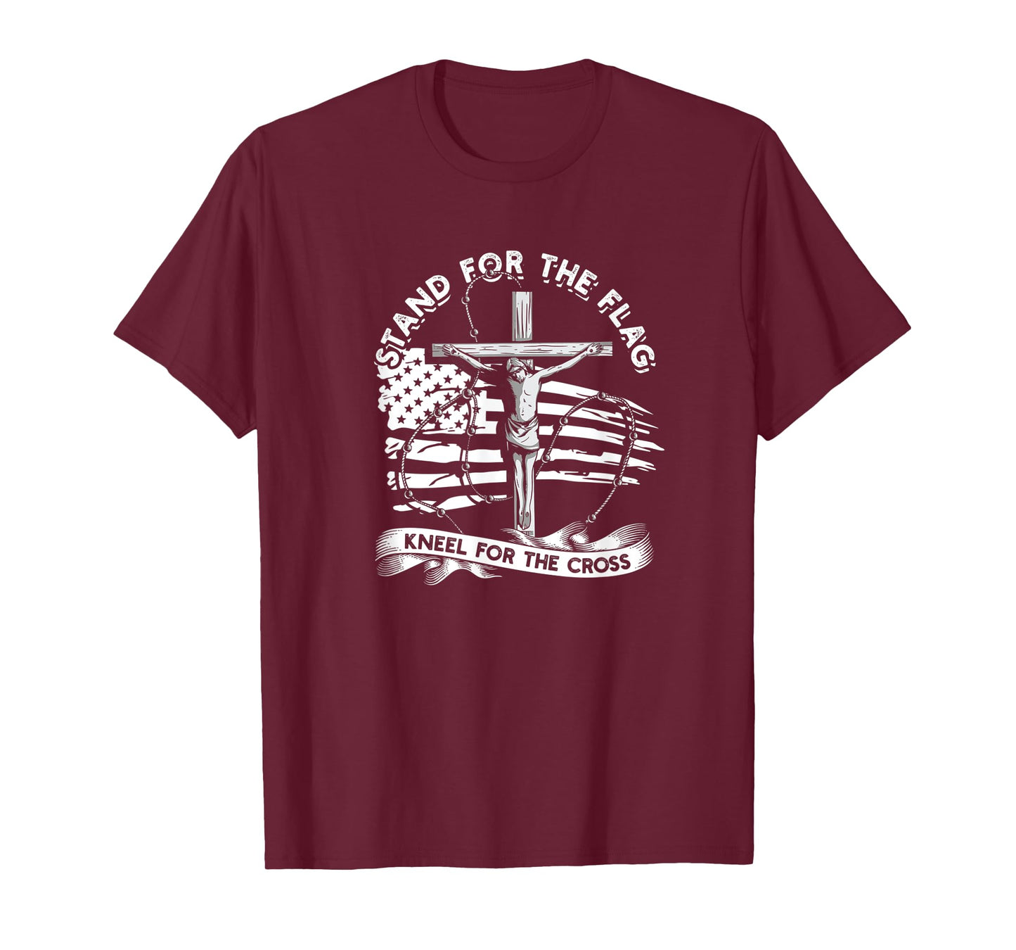 Stand for the Flag Kneel for the Cross - Patriotic Jesus T-Shirt